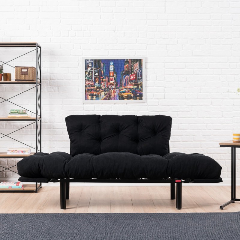 Καναπές - κρεβάτι διθέσιος υφασμάτινος χρώμα μαύρο 3