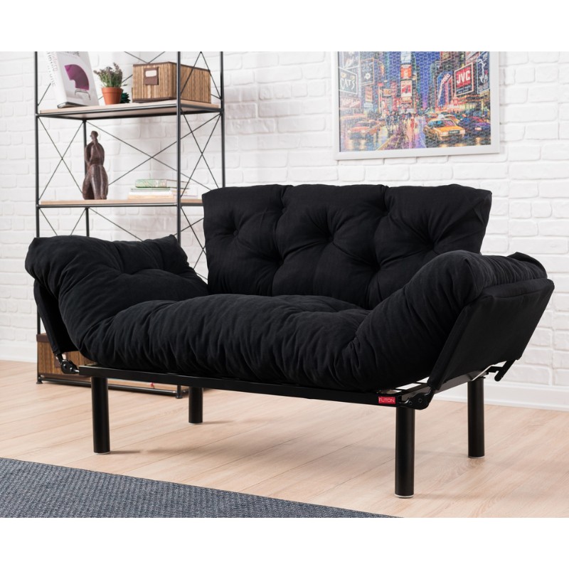 Καναπές - κρεβάτι διθέσιος υφασμάτινος χρώμα μαύρο 6