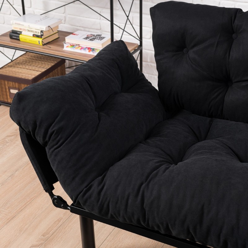 Καναπές - κρεβάτι διθέσιος υφασμάτινος χρώμα μαύρο 7