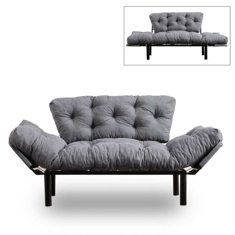 Καναπές - κρεβάτι διθέσιος υφασμάτινος χρώμα γκρι