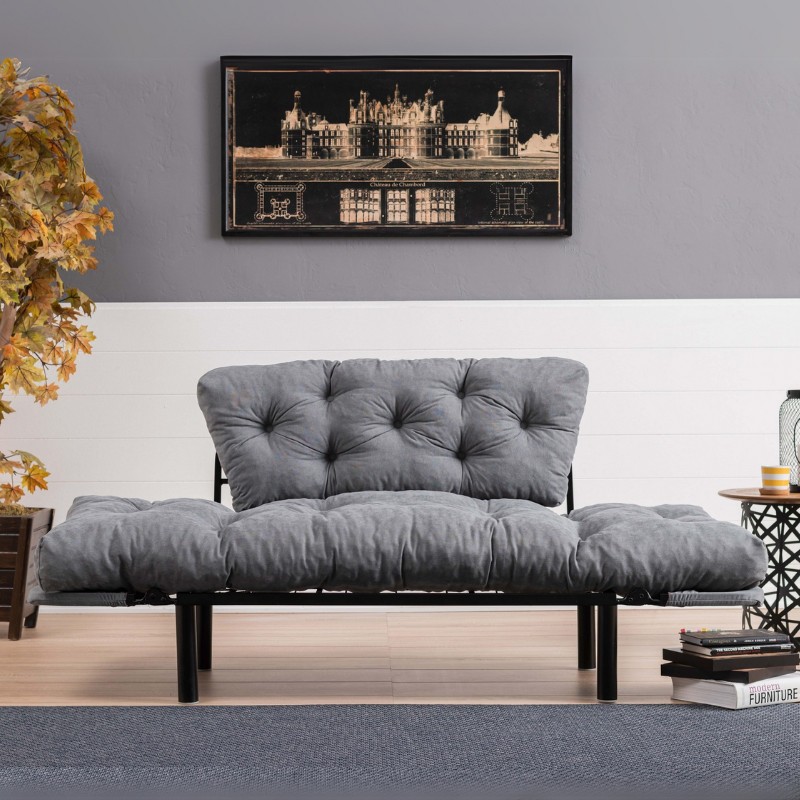 Καναπές - κρεβάτι διθέσιος υφασμάτινος χρώμα γκρι 3