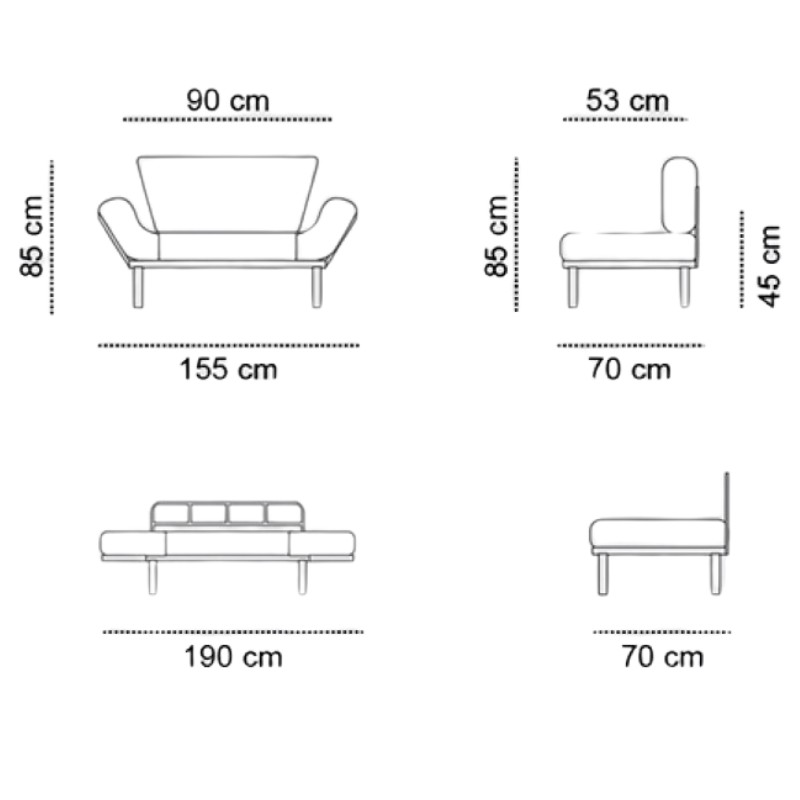 Καναπές - κρεβάτι διθέσιος υφασμάτινος χρώμα γκρι 5