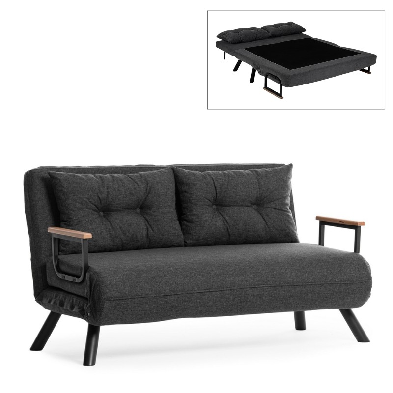 Καναπές - κρεβάτι διθέσιος υφασμάτινος χρώμα ανθρακί