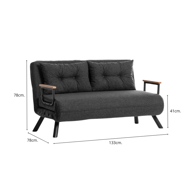 Καναπές - κρεβάτι διθέσιος υφασμάτινος χρώμα ανθρακί 11