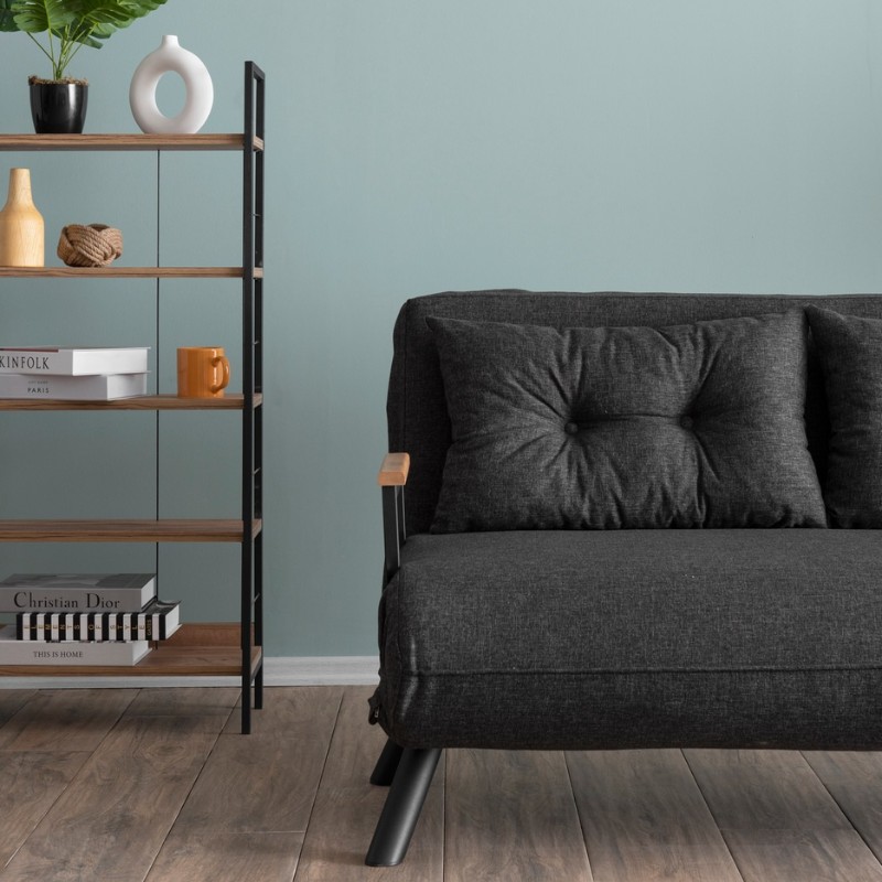 Καναπές - κρεβάτι διθέσιος υφασμάτινος χρώμα ανθρακί 3