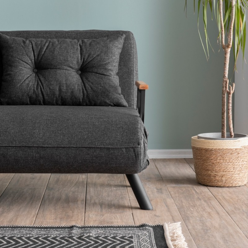 Καναπές - κρεβάτι διθέσιος υφασμάτινος χρώμα ανθρακί 4