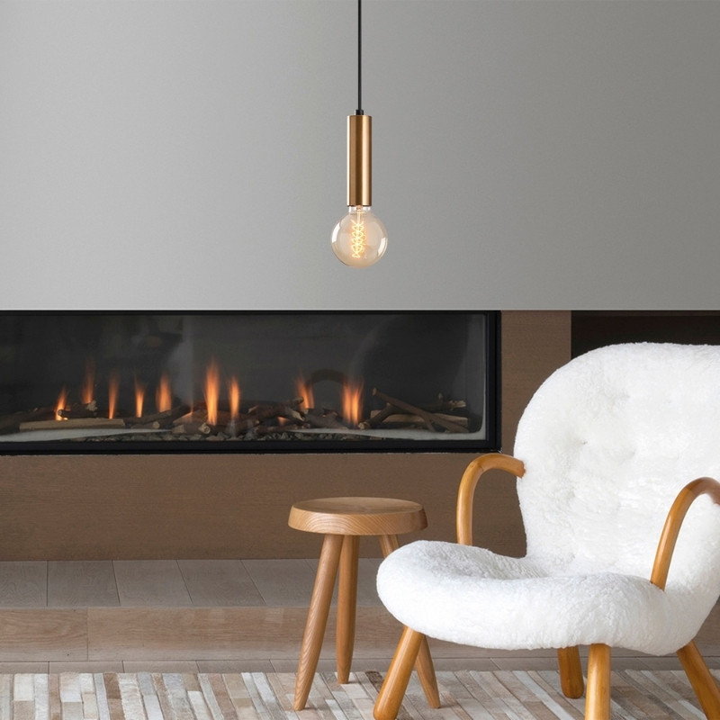 Φωτιστικό οροφής E27 μεταλλικό μονόφωτο χρώμα χρυσό Ø4x111εκ. 2