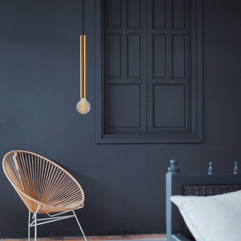 Φωτιστικό οροφής I E27 μεταλλικό μονόφωτο χρώμα χρυσό Ø4x139εκ. 2