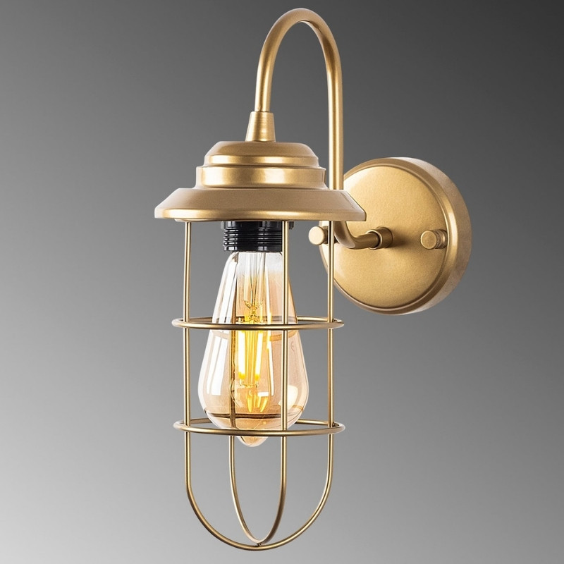 Απλίκα τοίχου E27 μεταλλική χρώμα χρυσό 4