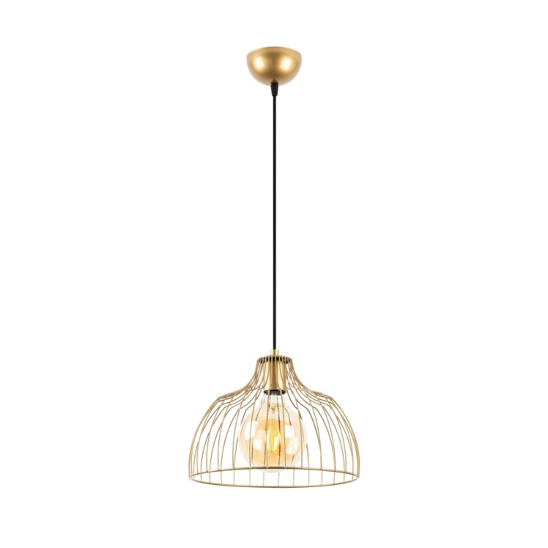 Φωτιστικό οροφής E27 μεταλλικό μονόφωτο χρώμα χρυσό Ø28x126εκ.