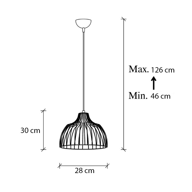 Φωτιστικό οροφής E27 μεταλλικό μονόφωτο χρώμα χρυσό Ø28x126εκ. 5