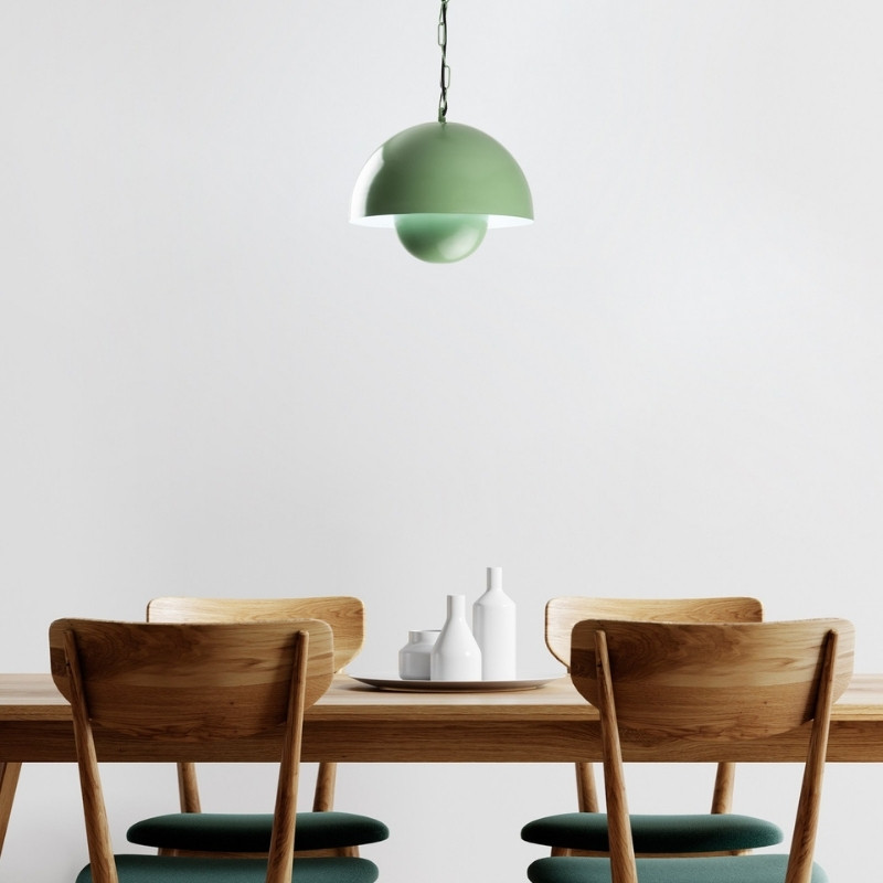 Φωτιστικό οροφής E27 μεταλλικό μονόφωτο χρώμα πράσινο Ø30x70εκ. 3