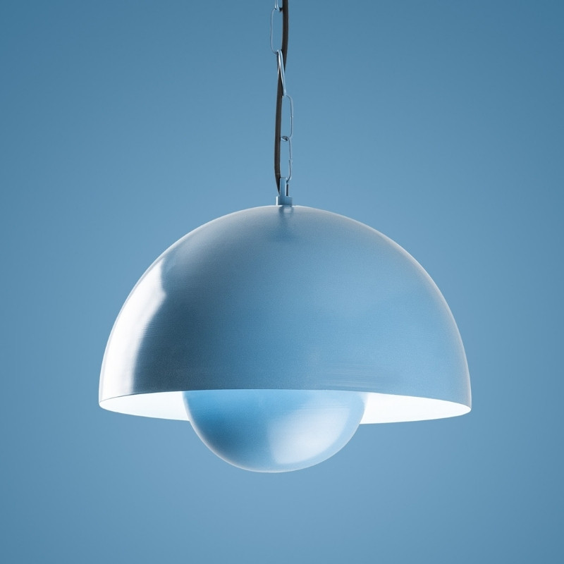 Φωτιστικό οροφής E27 μεταλλικό μονόφωτο χρώμα γαλάζιο Ø30x70εκ. 5