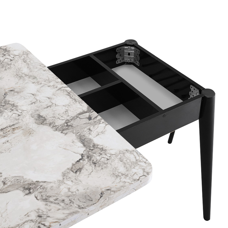 Τραπέζι επεκτεινόμενο χρώμα λευκό εφέ μαρμάρου - μαύρο 100x60(120x100)x79,5εκ. 3