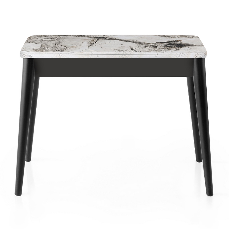 Τραπέζι επεκτεινόμενο χρώμα λευκό εφέ μαρμάρου - μαύρο 100x60(120x100)x79,5εκ. 6