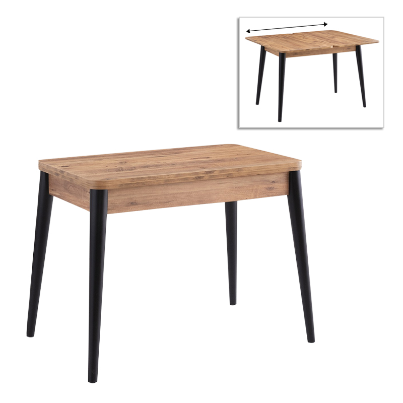 Τραπέζι επεκτεινόμενο χρώμα - μαύρο 100x60(120x100)x79,5εκ.