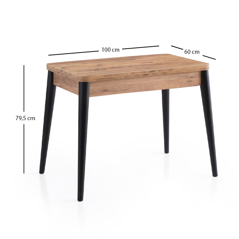 Τραπέζι επεκτεινόμενο χρώμα - μαύρο 100x60(120x100)x79,5εκ. 8