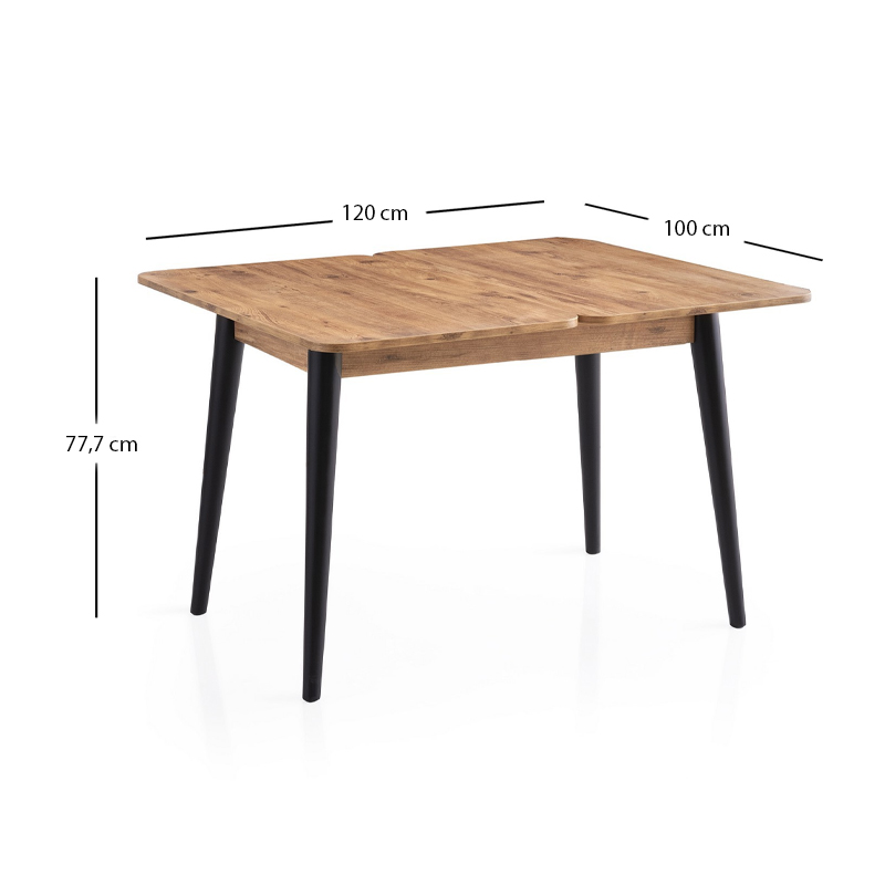 Τραπέζι επεκτεινόμενο χρώμα - μαύρο 100x60(120x100)x79,5εκ. 9