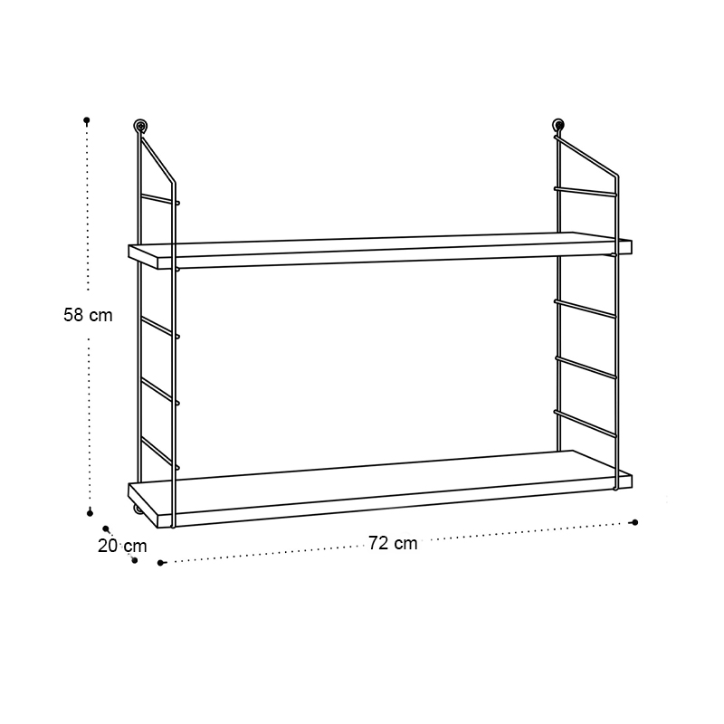 Ραφιέρα τοίχου χρώμα oak - καφέ μέταλλο 4
