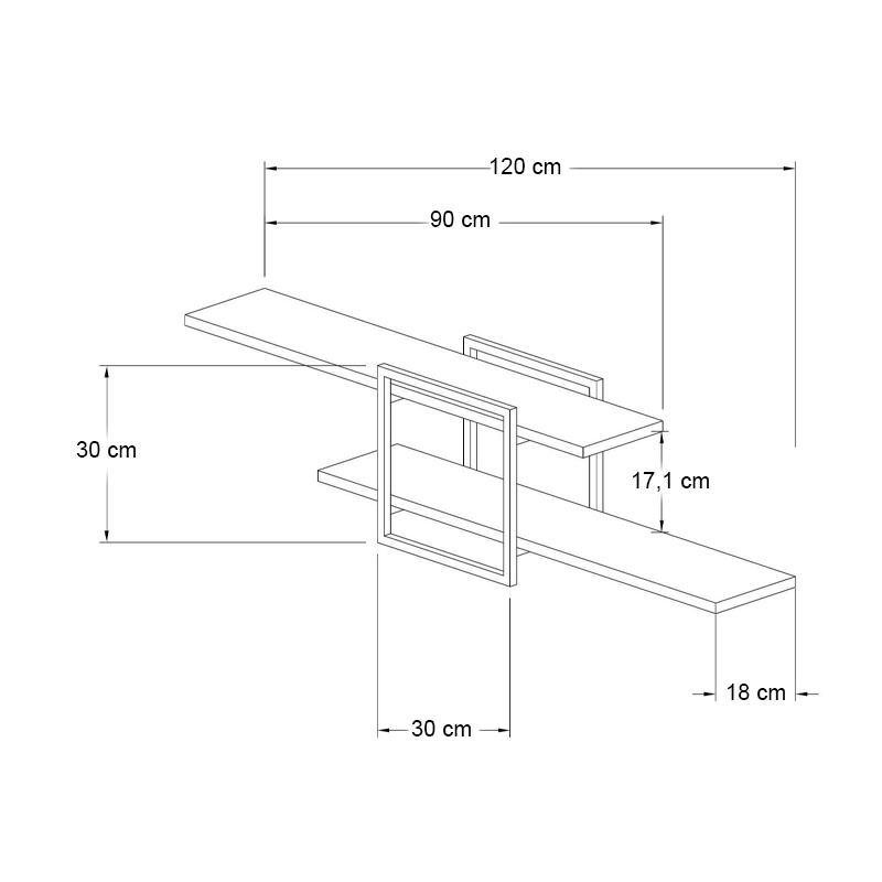 Ραφιέρα τοίχου χρώμα oak - μαύρο 4