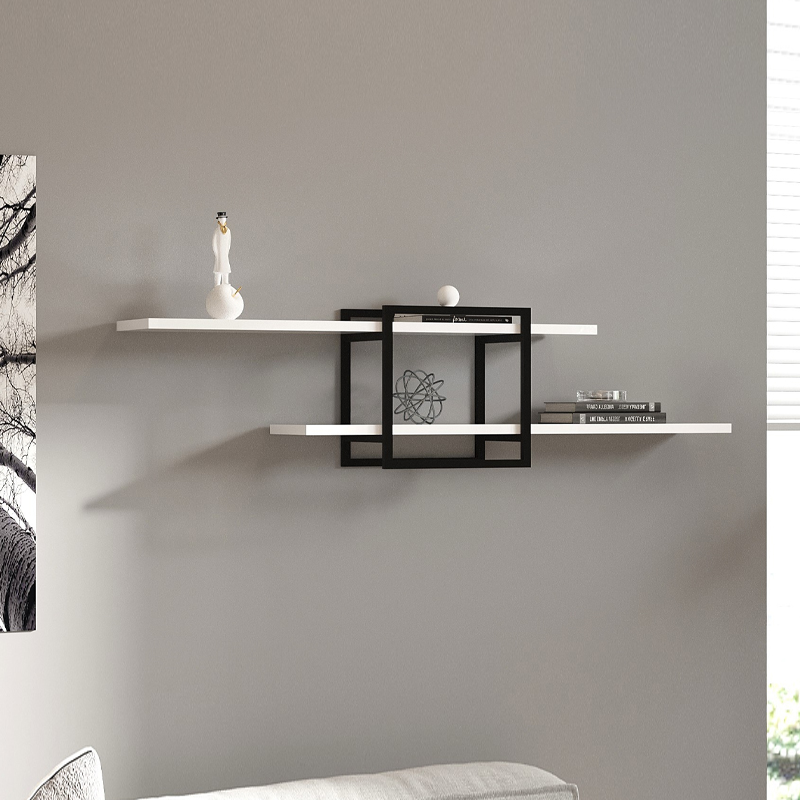 Ραφιέρα τοίχου χρώμα λευκό - μαύρο