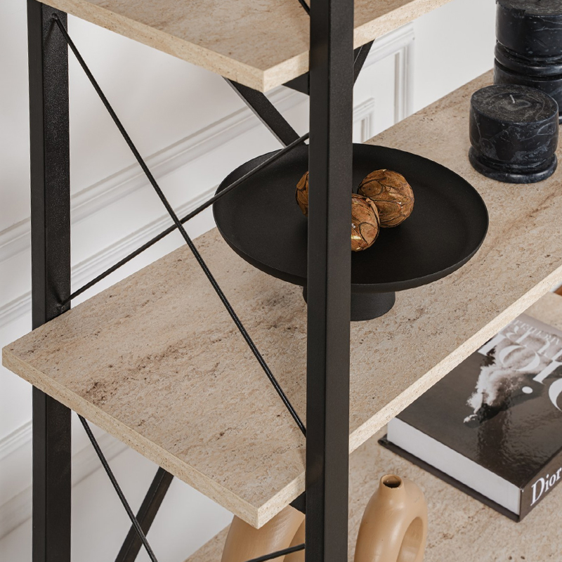 Βιβλιοθήκη χρώμα travertine - μαύρο 3