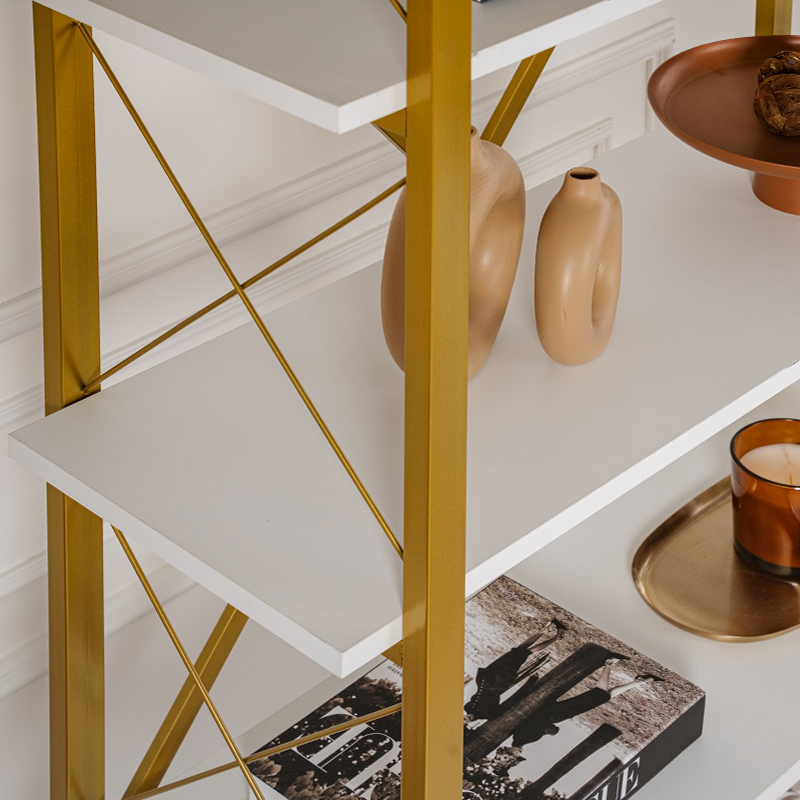 Βιβλιοθήκη χρώμα λευκό - χρυσό 3