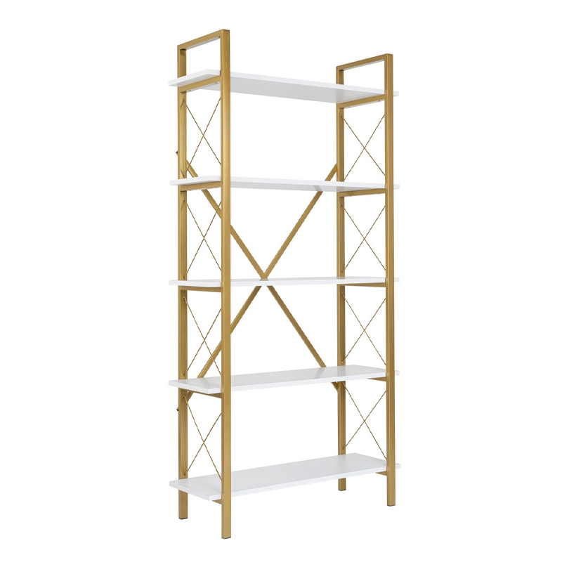 Βιβλιοθήκη χρώμα λευκό - χρυσό 4