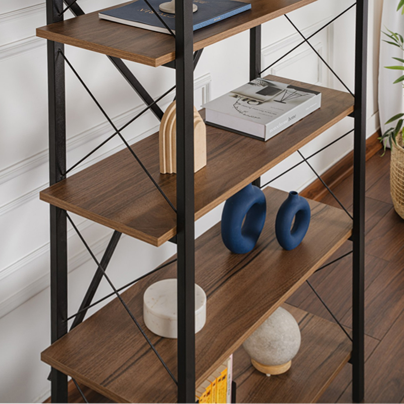 Βιβλιοθήκη χρώμα καρυδί - μαύρο 3