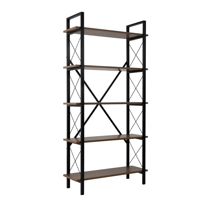 Βιβλιοθήκη χρώμα καρυδί - μαύρο 4