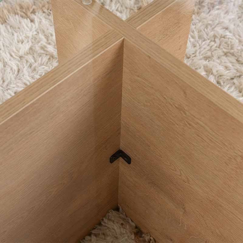 Τραπεζάκι σαλονιού γυάλινο χρώμα oak 5