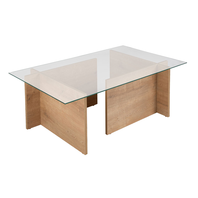 Τραπεζάκι σαλονιού γυάλινο χρώμα oak 6