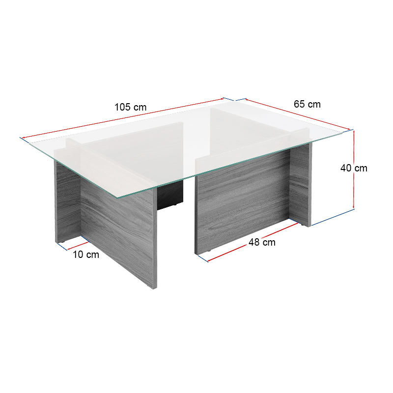 Τραπεζάκι σαλονιού γυάλινο χρώμα oak 7