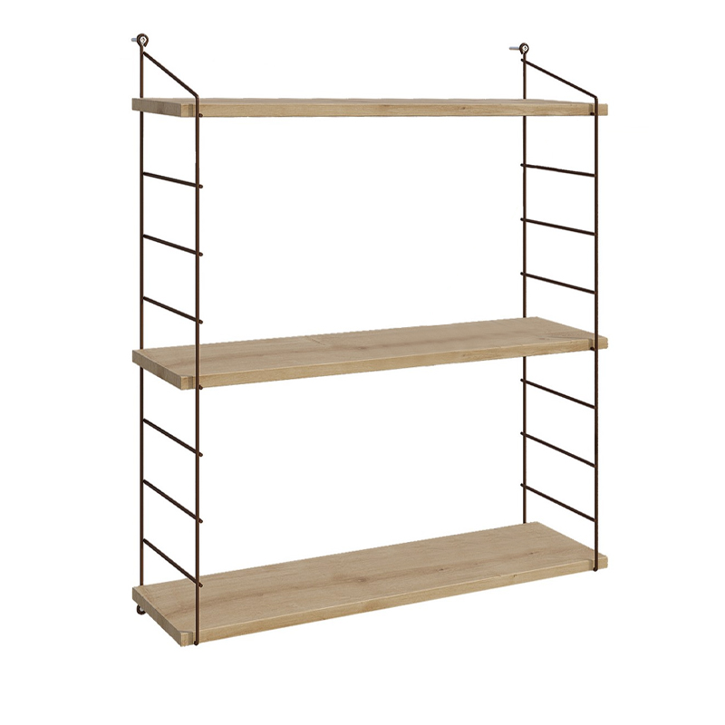 Ραφιέρα τοίχου χρώμα oak - καφέ μέταλλο 3