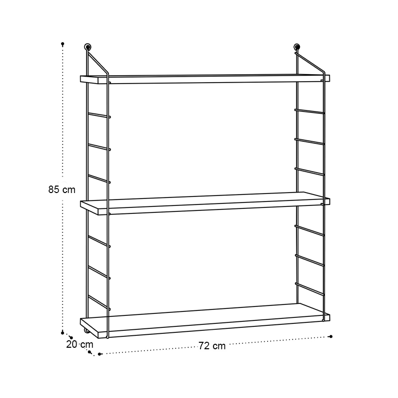 Ραφιέρα τοίχου χρώμα oak - καφέ μέταλλο 4
