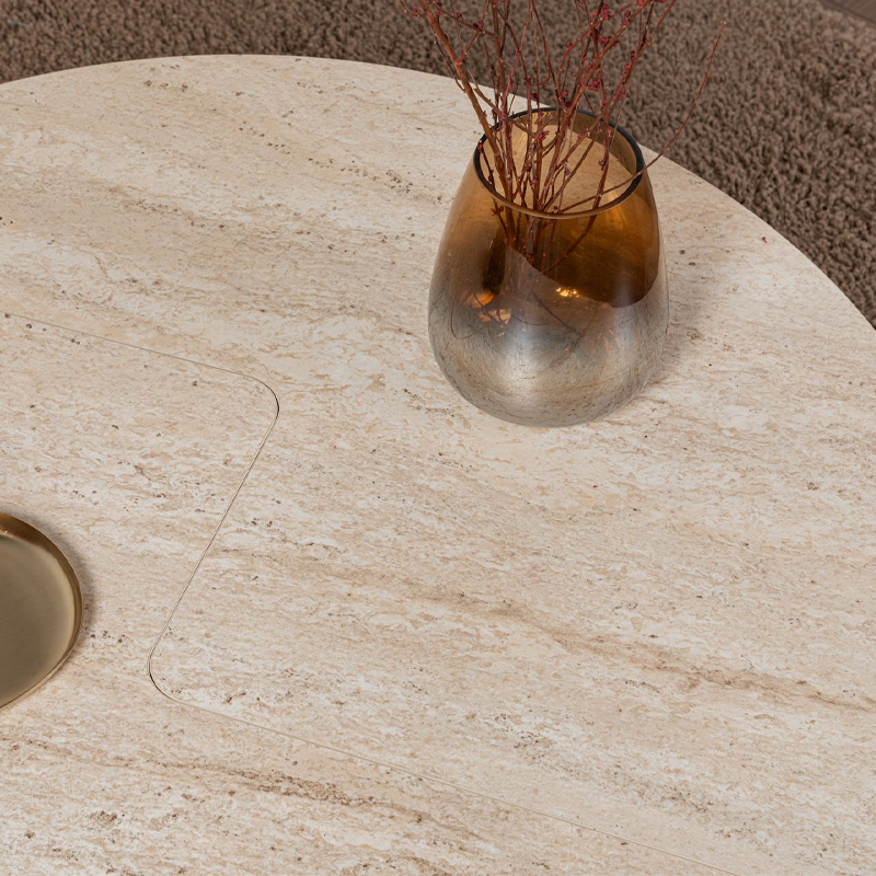 Τραπεζάκι σαλονιού σετ 2 τμχ χρώμα travertine Ø90x41εκ. 7