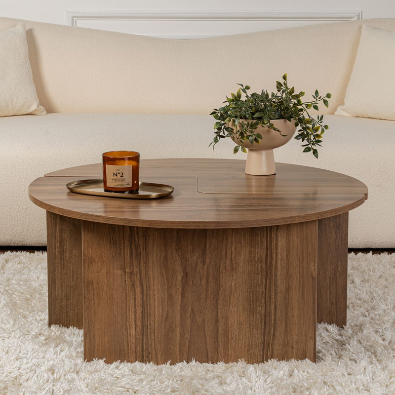 Τραπεζάκι σαλονιού σετ 2 τμχ χρώμα καρυδί Ø90x41εκ. 6