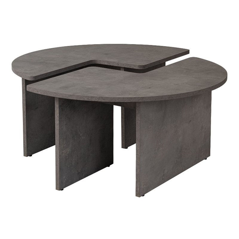 Τραπεζάκι σαλονιού σετ 2 τμχ χρώμα γκρι σκυροδέματος Ø90x41εκ. 3