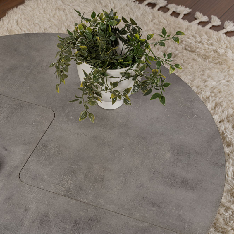 Τραπεζάκι σαλονιού σετ 2 τμχ χρώμα γκρι σκυροδέματος Ø90x41εκ. 7