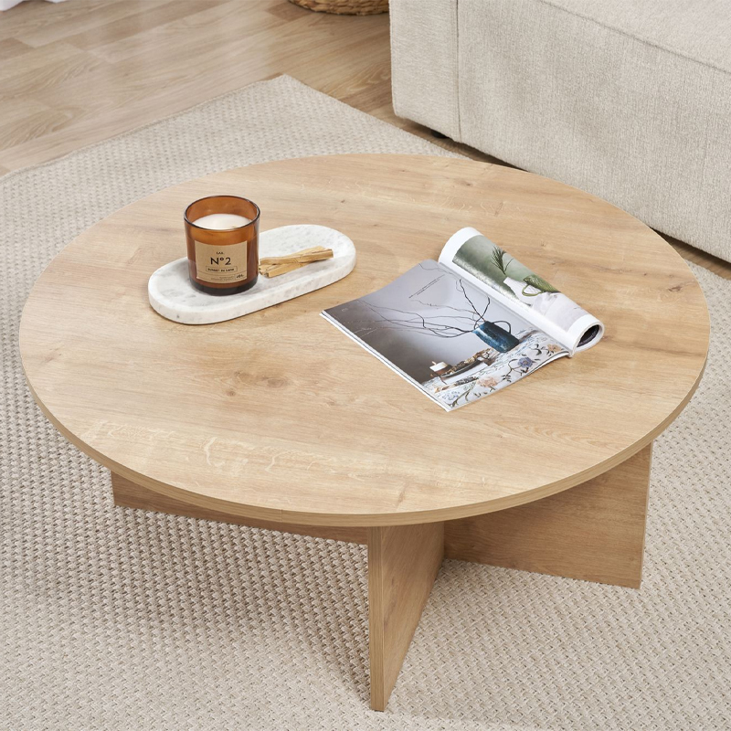 Τραπεζάκι σαλονιού χρώμα oak Ø90x40εκ. 2