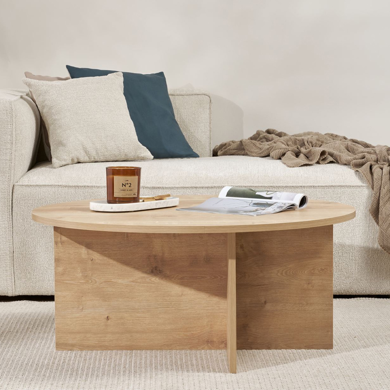 Τραπεζάκι σαλονιού χρώμα oak Ø90x40εκ. 3