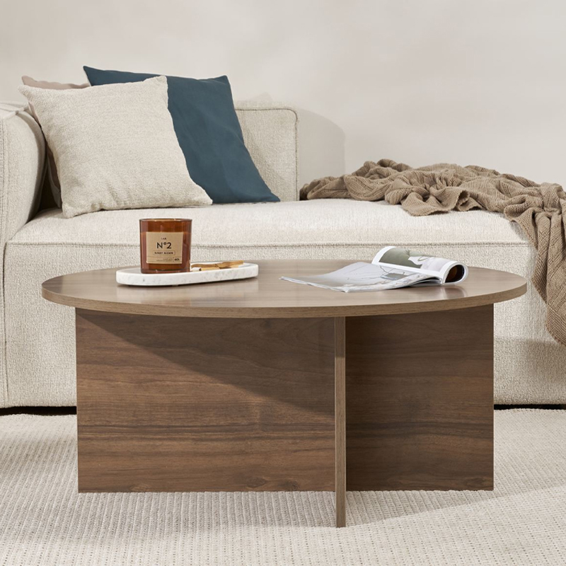 Τραπεζάκι σαλονιού χρώμα καρυδί Ø90x40εκ. 3