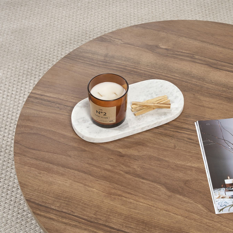 Τραπεζάκι σαλονιού χρώμα καρυδί Ø90x40εκ. 4