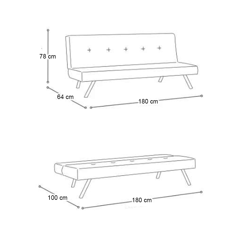 Καναπές - κρεβάτι τριθέσιος υφασμάτινος χρώμα μαύρο 9