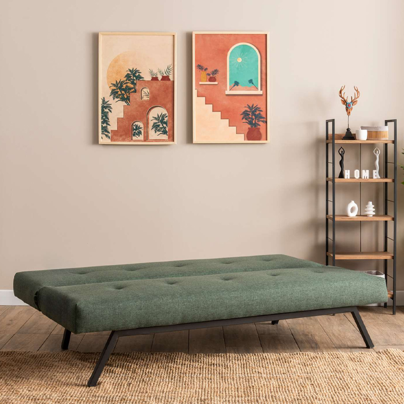 Καναπές - κρεβάτι τριθέσιος υφασμάτινος χρώμα πράσινο 2
