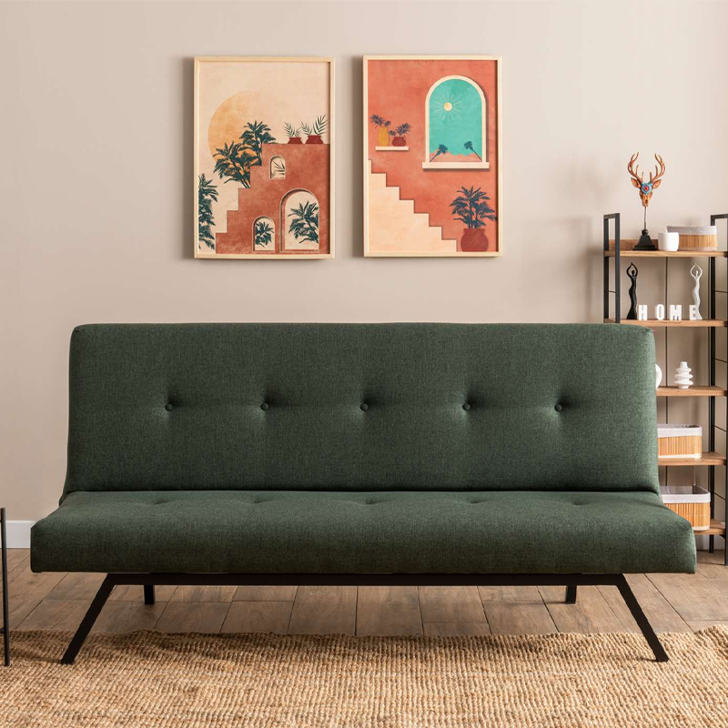 Καναπές - κρεβάτι τριθέσιος υφασμάτινος χρώμα πράσινο 3
