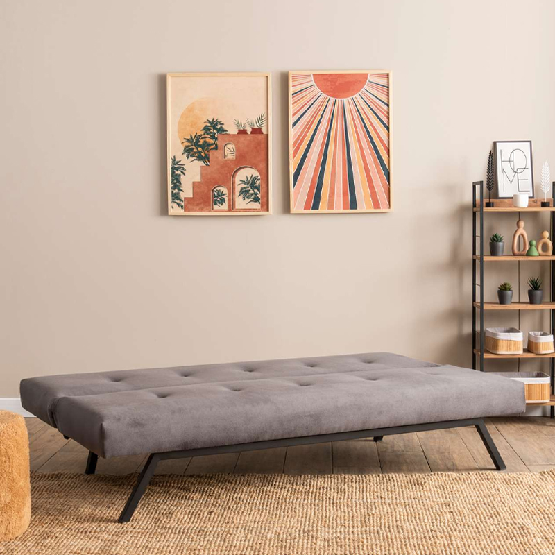 Καναπές - κρεβάτι τριθέσιος υφασμάτινος χρώμα γκρι 2