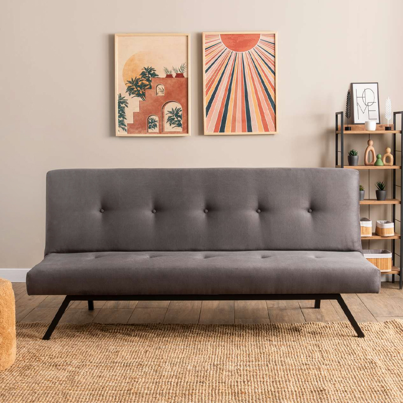 Καναπές - κρεβάτι τριθέσιος υφασμάτινος χρώμα γκρι 3