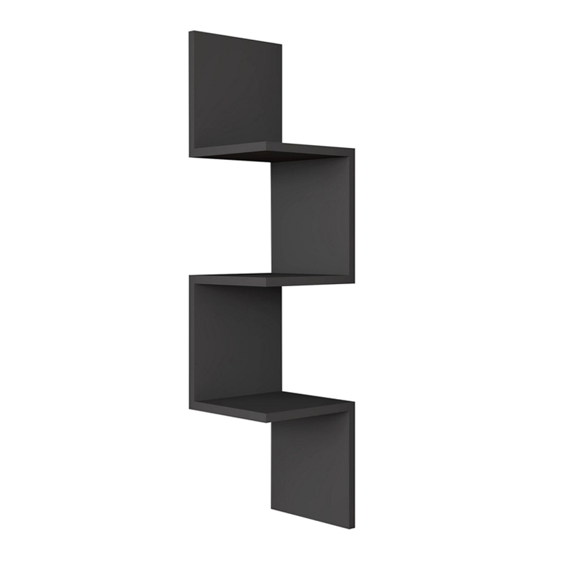 Ραφιέρα τοίχου γωνιακή χρώμα ανθρακί 4