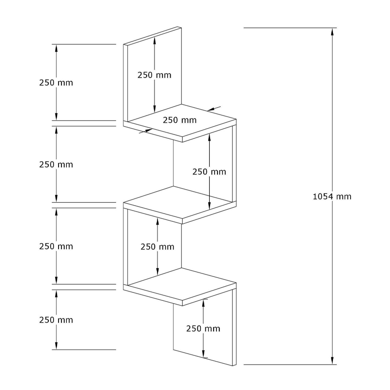 Ραφιέρα τοίχου γωνιακή χρώμα ανθρακί 5